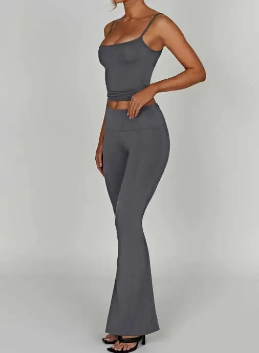

Two Piece Women's Fashion 2025 Spring and Summer Latest Hot Selling Items with Elegant, Sports Yoga Strap T-Shirt Pants Set