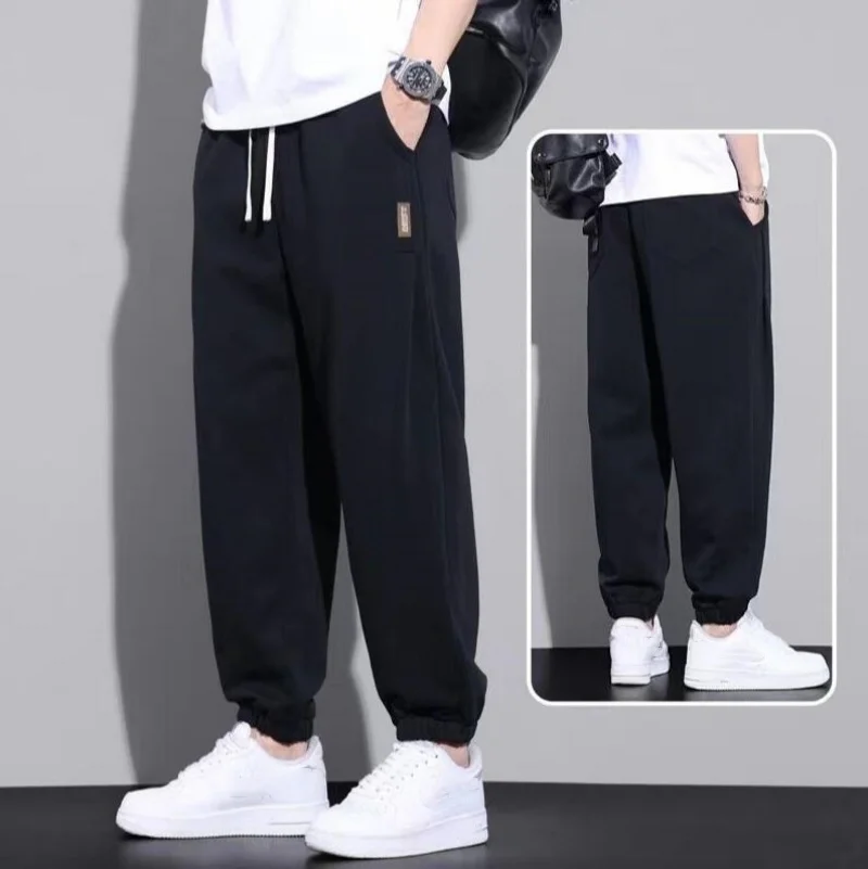 الرجال Sweatpants حجم M-6XL ملابس رياضية مرونة الخصر عادية السراويل الفضفاضة أسود رمادي القطن ركض الذكور فضفاض بنطلون