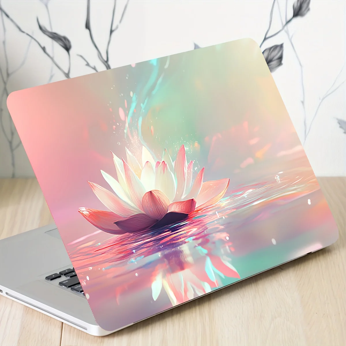 Vinyl Laptop Case Lotus Rainbow Sticker, 2 Pieces/Set, Scratch Resistant DIY Art Case for Laptops - Easy to Paste