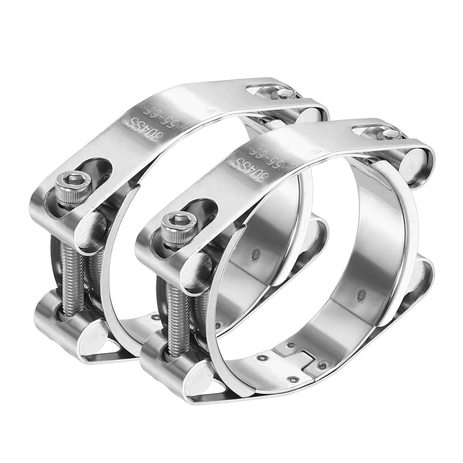 2pcs T-Bolt Hose Clamp 304 Stainless Steel Double-head Strong European Thickened Hoop Heavy Pipe Clamp Water Pipe Fixing Clamp