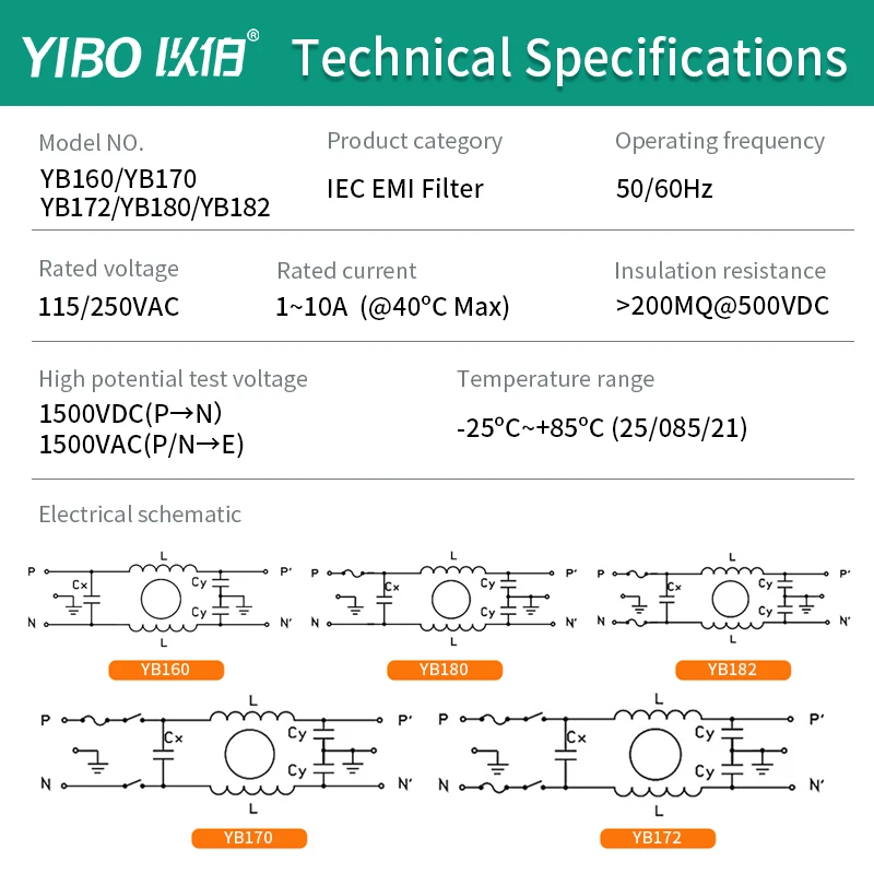 IEC socket power filter 220V anti-interference EMI AC switch fuse indicator light three in one