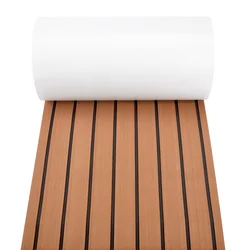 Revêtement de Sol en Teck OligFoam Auto-Adhésif, Mousse Synthétique, Polymères de Plancher, Marine, Bateau, Yacht, Marron, KampX45 cm, 6mm