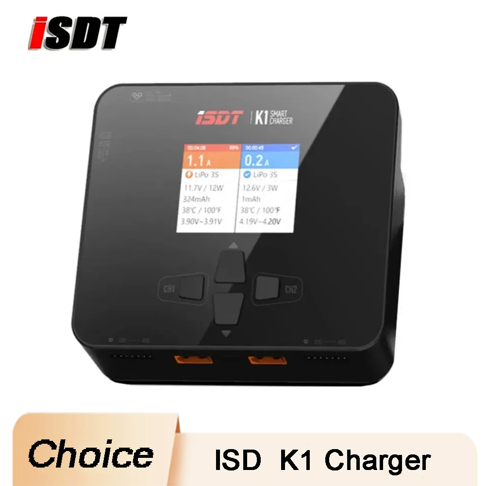 

ISDT K1 AC 100W DC 2X250W 10A Dual Channel Balance Lipo Charger for Lipo NiMh Pb Battery