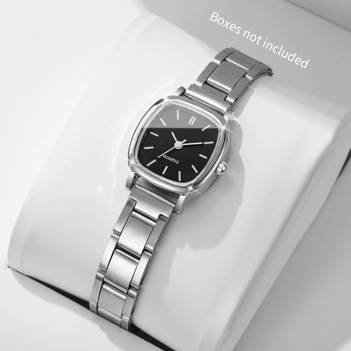 Dainty Thin Silver Square Ladies Wrist Watch, Classic No Numeral Scale Quartz Dress Watch, Elegant Accessory Gift for Girls