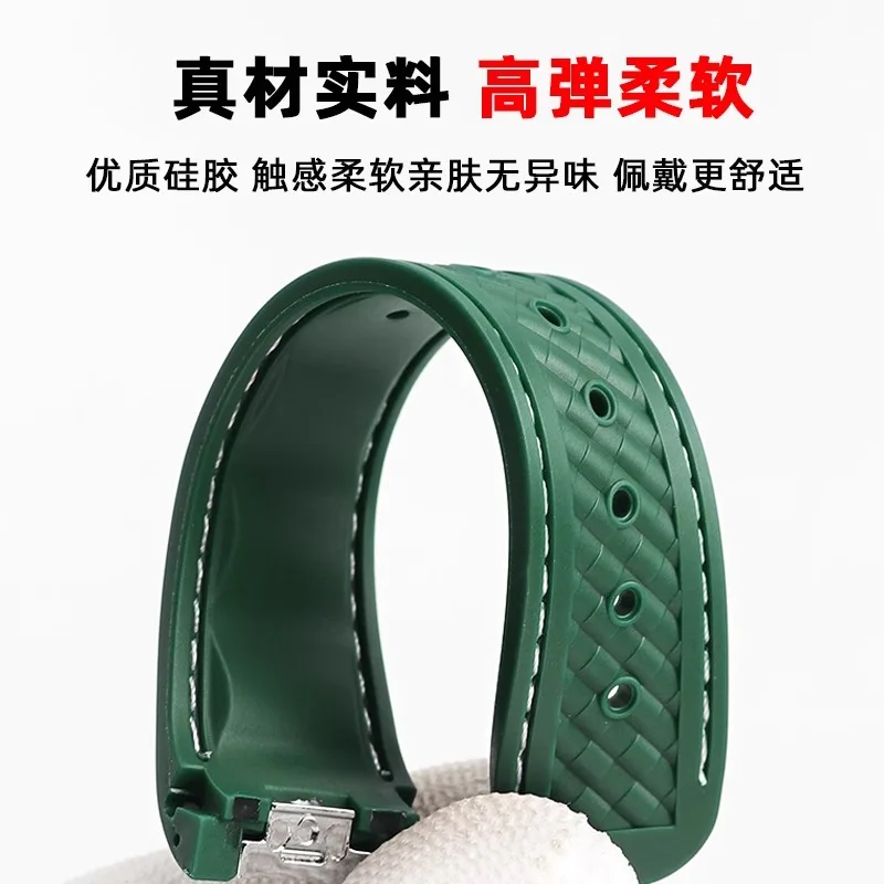 20 mm Silikon-Uhrenarmband für Omega Seamaster 300 AT150 für Rolex, schwarz, grün, Wassergeist, Herren-Gummiarmband, Faltschließe