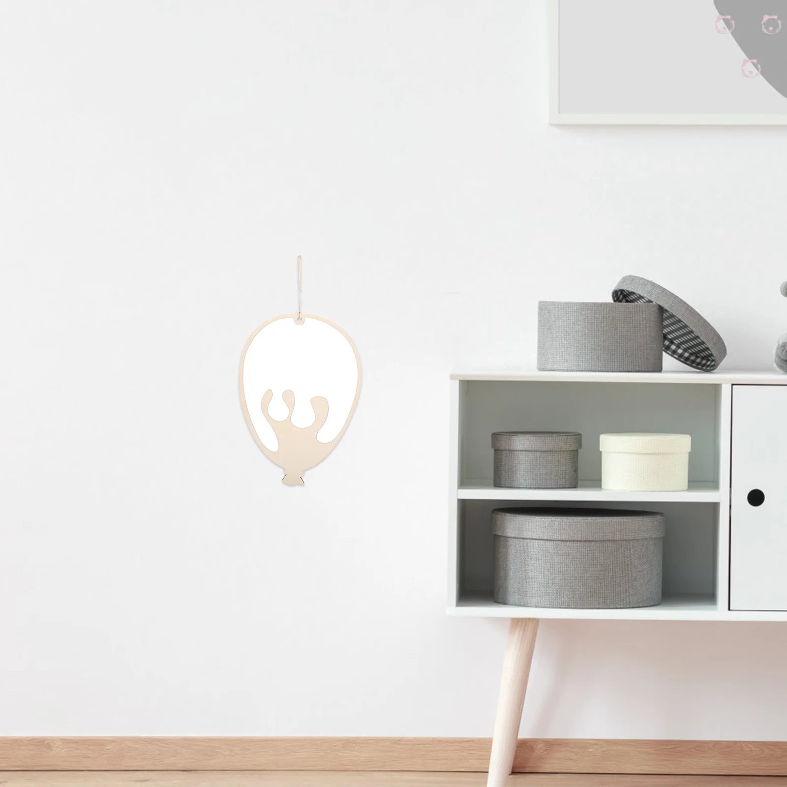 

Balloon Pattern Mirror Irregular Wall Decor for Nursery Boho Home Animal Theme Hanging Beige Wooden Small Entryway Decoration