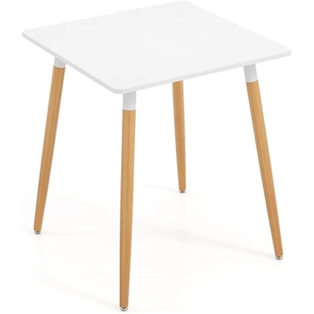 

Square Dining Table, Small Kitchen Table with Adjustable Foot Pads, White Dinner Table for Small Spaces, Dining Living Room, Res