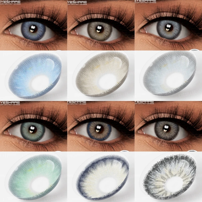 EYESHARE Modische farbige Kontaktlinsen für Augen, 1 Paar braune Kontaktlinsen mit blauen Augen, graue Kontakte, jährliche grüne Pupillen