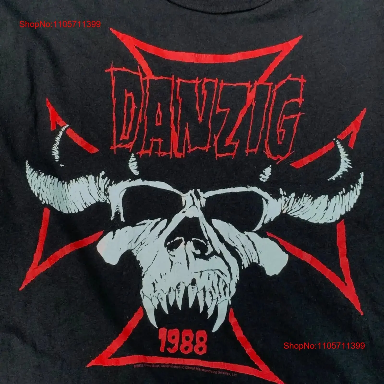 1988 Danzig Rock band Basic Black T shirt Heavy Cotton NH26837 long or short sleeves vintage Washed Slightly homme Casual