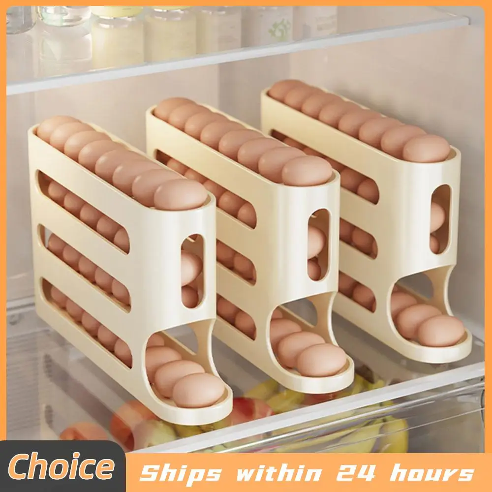 4-lagiger automatischer Eierhalter, Kühlschrank-Eieraufbewahrungsbox, Küchen-Eier-Spender, Kühlschrank-Organizer