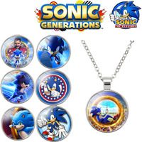 Sonic The Hedgehog Necklace Cartoon Image Silver Pendant Anime Figure Kawaii Neck Decoration Children's Holiday Gifts Wholesale