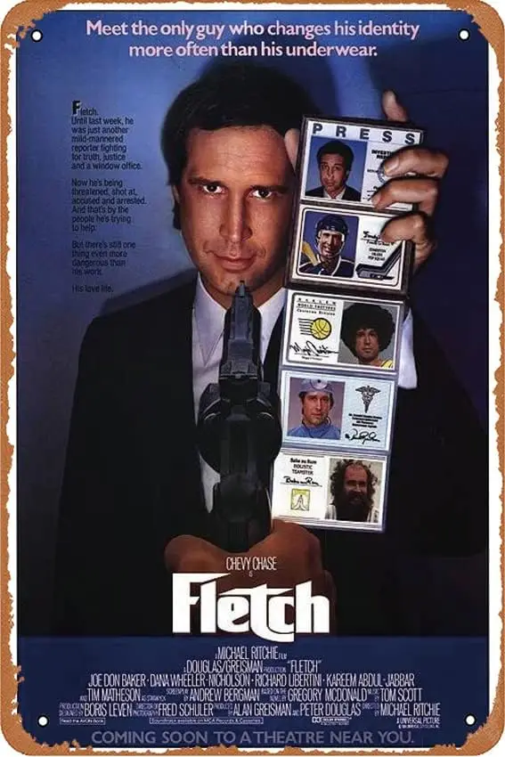 Fletch 1985 Movie Poster Metal Tin Signs Modern Wall Decoration for Bedroom Office Home Wall Home Room 8x12 Inches