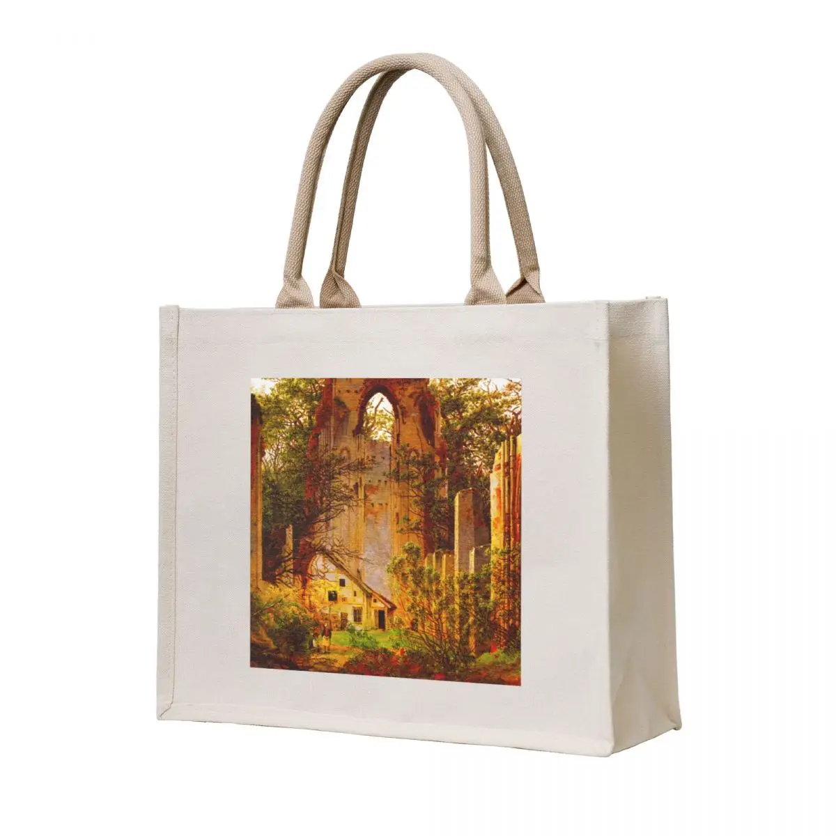 

HD Caspar David Friedrich - Klosterruine Eldena Tote Bag reusable grocery bags Canvas shoulder bag canvas shopping bag Shopper