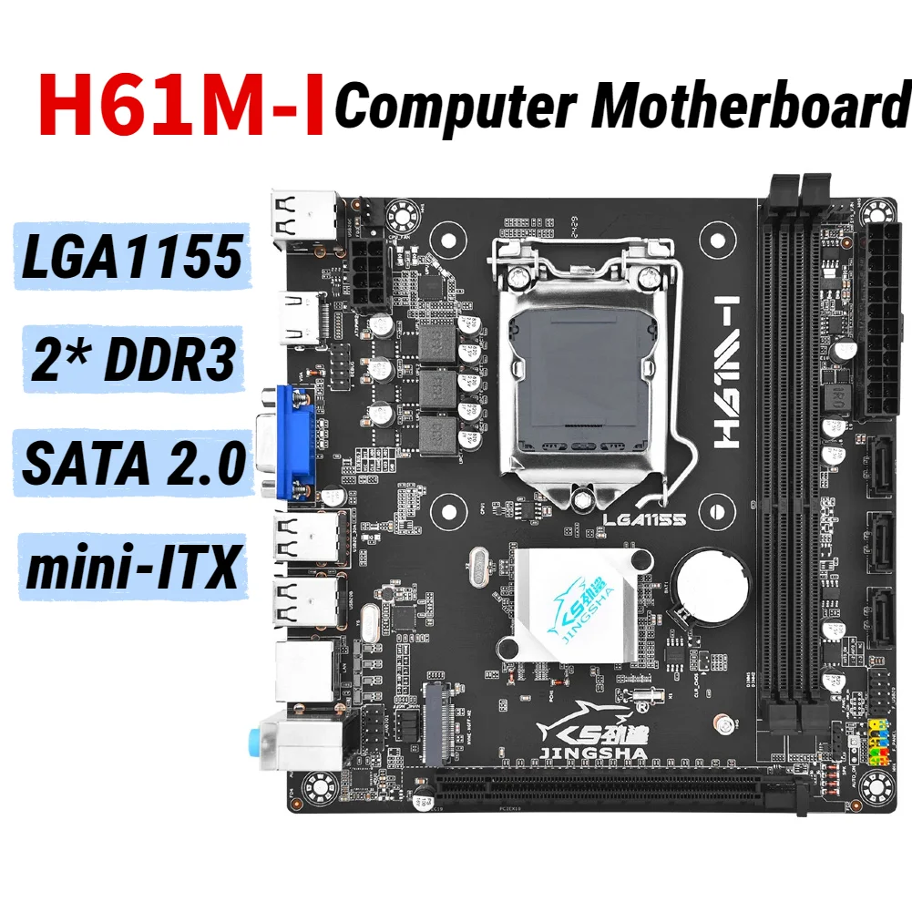 

H61M-I Mini ITX Motherboard LGA 1155 Desktop Motherboard with All-Solid Capacitors DDR3 Dual-Channel 16GB M.2 NVME for Office