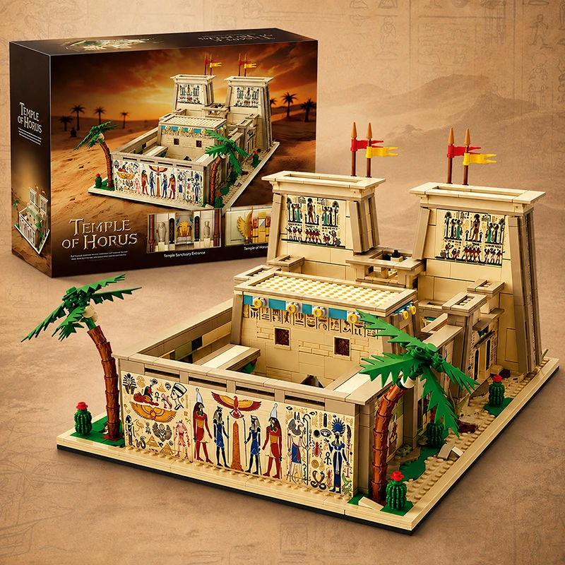Set di Blocchi da Costruzione del Tempio Egizio 2073 Pezzi, Kit Modello di Architettura Antica, Piramide, Edizione da Collezione, Esposizione, Regali per le Feste, Giocattoli da Costruzione per