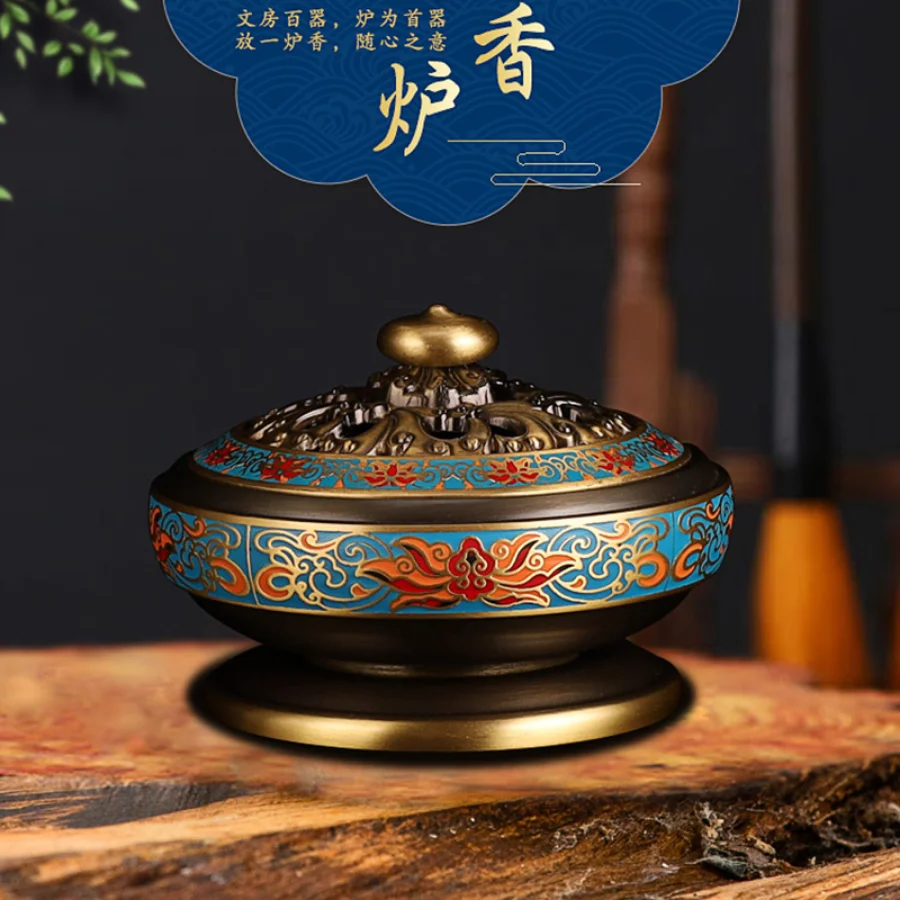 Round Flower Incense Holder In Metal Antique Decoration Incense Burner Ornament Retro Quemador Incienso Home Decoration Luxury