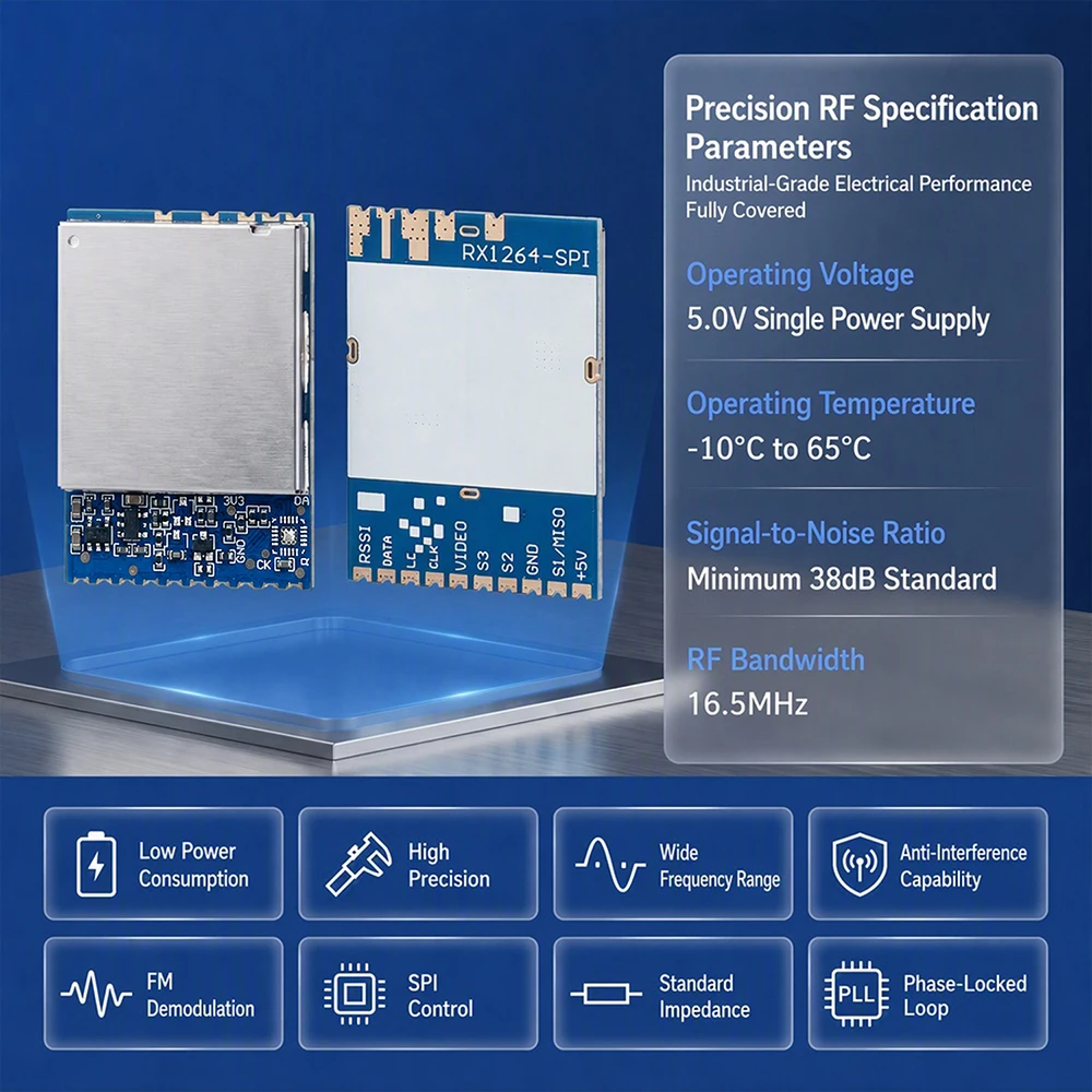 RX1264-SPI Analog AV Receiver Module 1000-2200MHz SPI Frequency -93dBm High Sensitivity for Drone Long Range Video Transmission