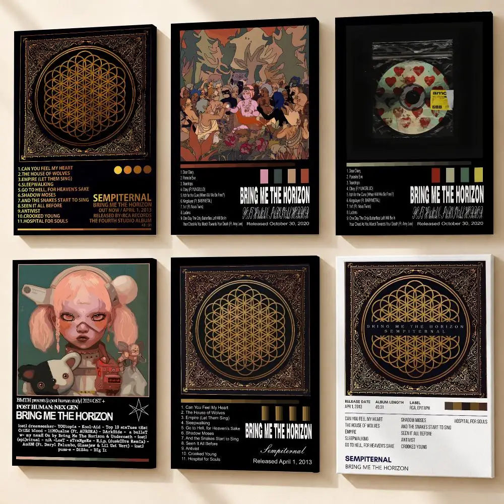B-Bring Me The Horizon Album Framed Wall Painting HD Wood Framed Canvas Poster Wall Art For Bedroom Living Room Bar Home Decor