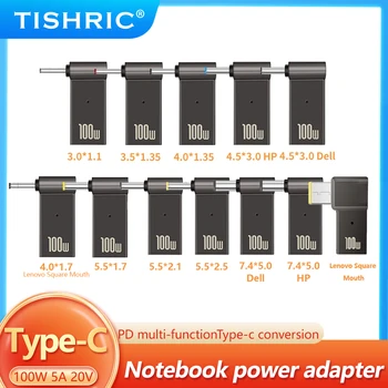 TISHRIC Laptop Power Ladegerät Netzteil Stecker Adapter PD 100W 5A USB Typ-C Buchse auf DC Stecker für HP/Lenovo/DELL