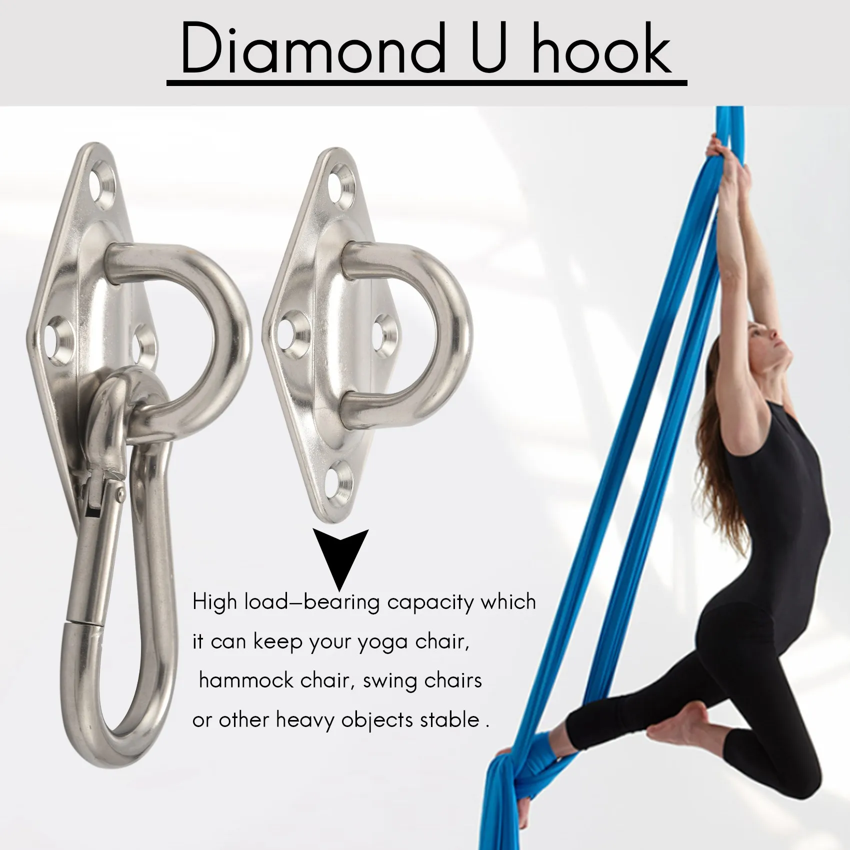 A59Z-Heavy Duty Hammock Hanging Kit Eye Plates Ceiling Wall Mount Anchor Hooks Hanger For Hammock Swing Chair