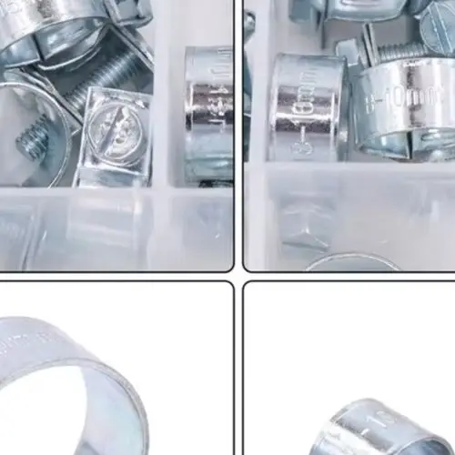 For Mini Fuel Hose Clamp Set Galvanized Iron Adjustable Screw For Car Water Air Tube Pipe Clamps With Storage Box 50Pcs Or 60Pcs