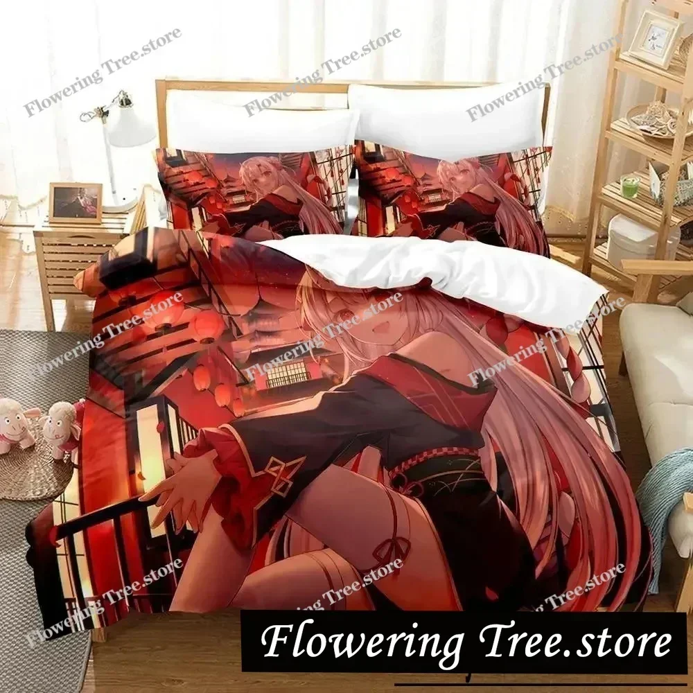 Bedding Decor Kawaii Nakiri Ayame Bedding Set Single Twin Full Queen King Size Bed Set Adult Boys Bedroom Duvet cover Sets 3D Pr