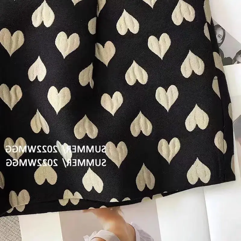 Damen Schwarze Gothic Shorts Y2k Herz Jacquard Hohe Taille Kurze Hosen Harajuku Ästhetische Vintage Shorts Emo 2000er Jahre Kleidung Sommer