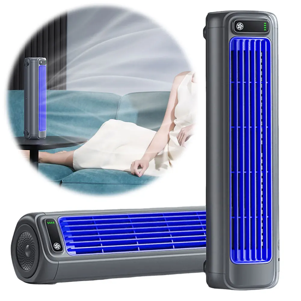 

Portable Air Conditioner Fan 2000mAh Quiet Desk Fan Tower Fan Wall Mount Electric Fan 3 Speeds Rechargeable for Home Bedroom