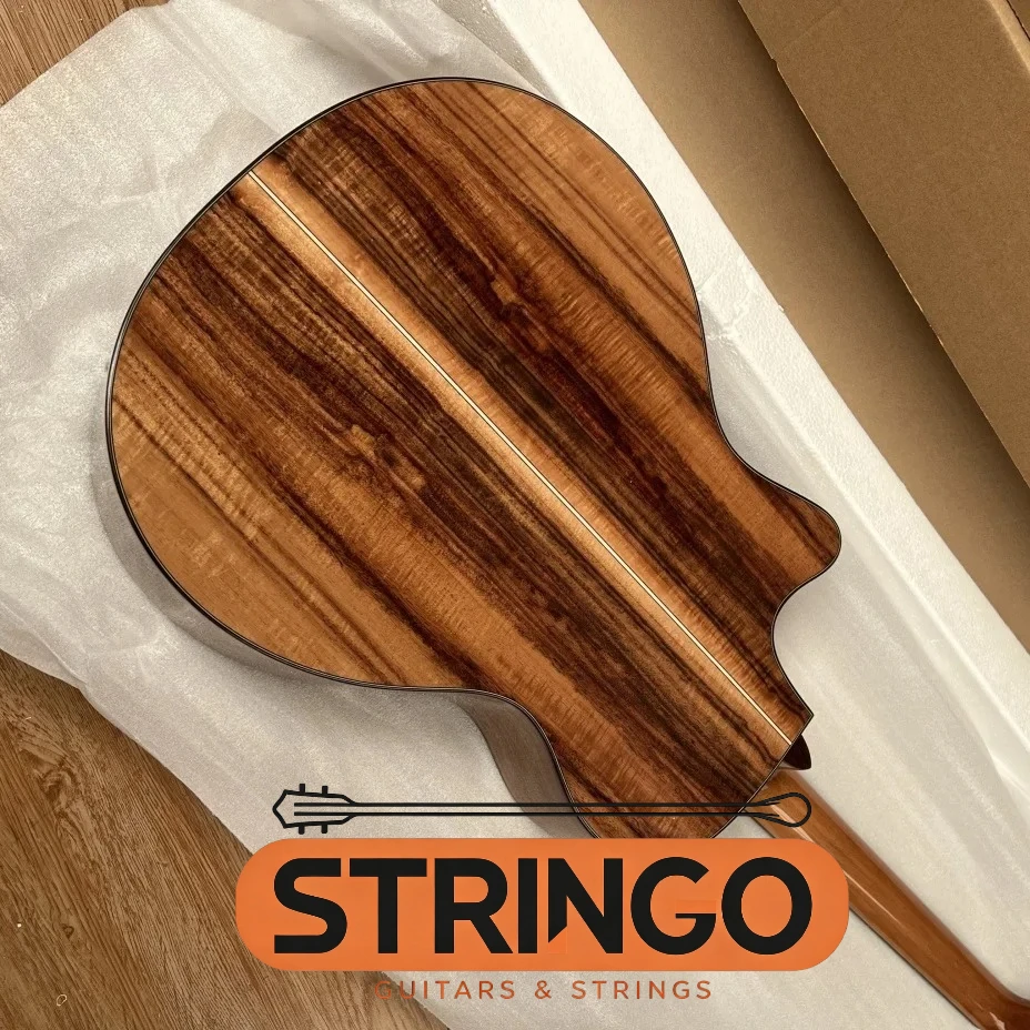 Tiger Walnut Cutaway GA Acoustic Guitar Koa Body Abalone Rosette Floral Fret Inlay Advanced Fingerstyle Performance Acoustic