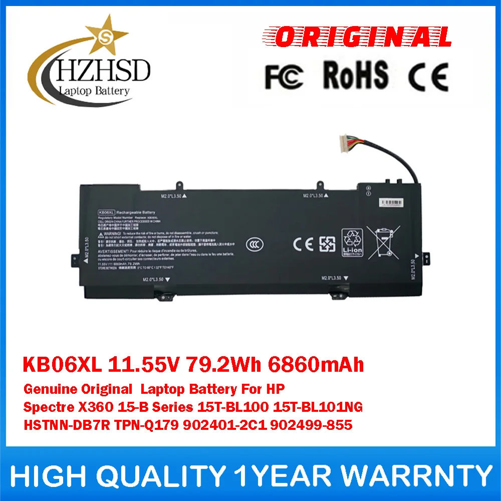 KB06XL 11.55V 79.2Wh 6860mAh Genuine Original  Laptop Battery For HP Spectre X360 15-B 15T-BL100 15T-BL101NG HSTNN-DB7R TPN-Q179