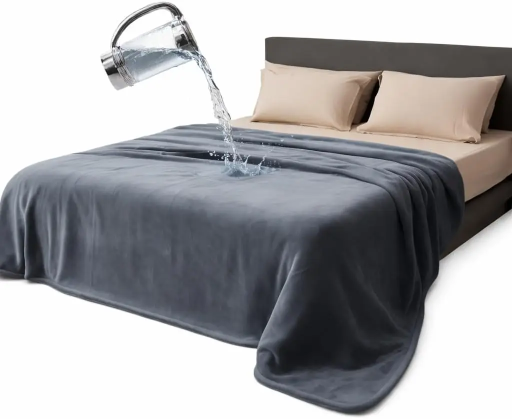 Waterproof Flannel Blanket, 60x80, Reversible, Spill-Proof, Leakproof for Bed, Couch, Kids & Pets