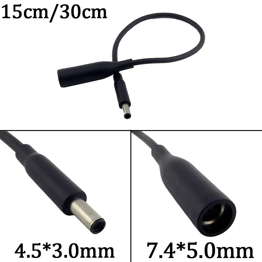 1-10PCS DC Power Cord/Cable Charger Laptop Adapter 7.4*5.0mm Female to 4.5*3.0mm Central Pin Male Plug Connector for Dell Laptop