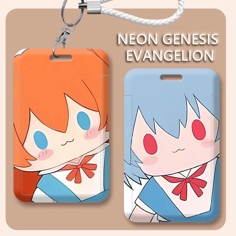 

EVANGELION Card Holder ID Card Cover Cartoon Photocard Holders Student Campus Access Door Bus Credit Card Case with Hand Strap