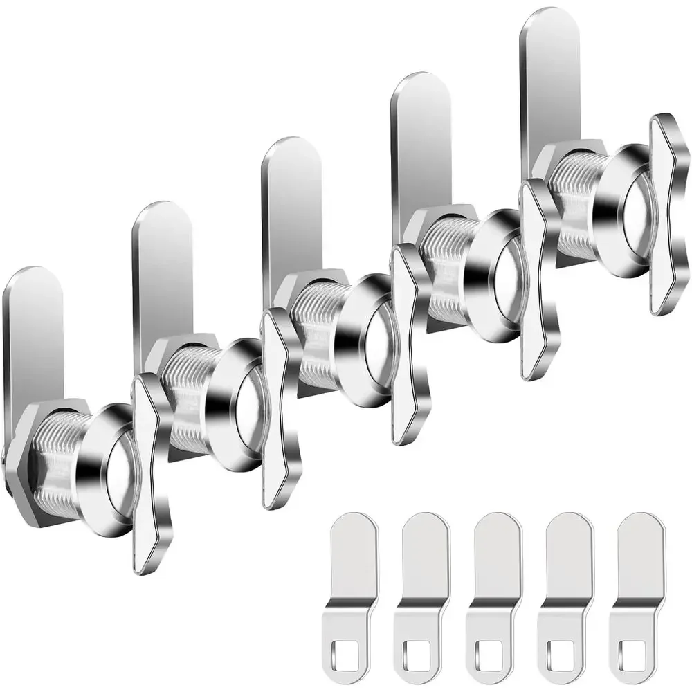 5/8 Inch Thumb Operated Offset Cam Lock, 5Pcs Keyless Compartment for RV, Cabinet Mailbox Drawer Latch, 100% Metal Replacement C