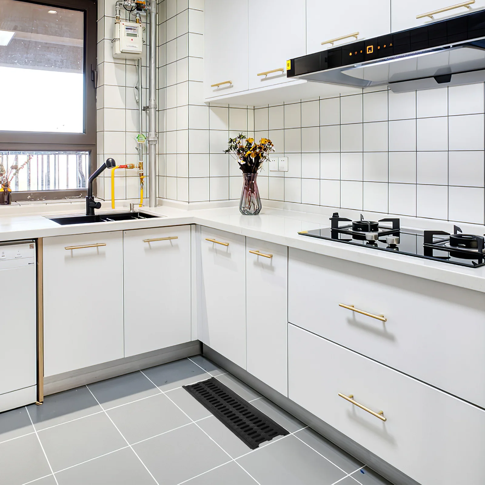 Пластиковый слив для траншей из смолы 20,44x4,91 дюйма, черная решетка Hdpe для уличной кухни, ванной комнаты, эффективный дренаж воды