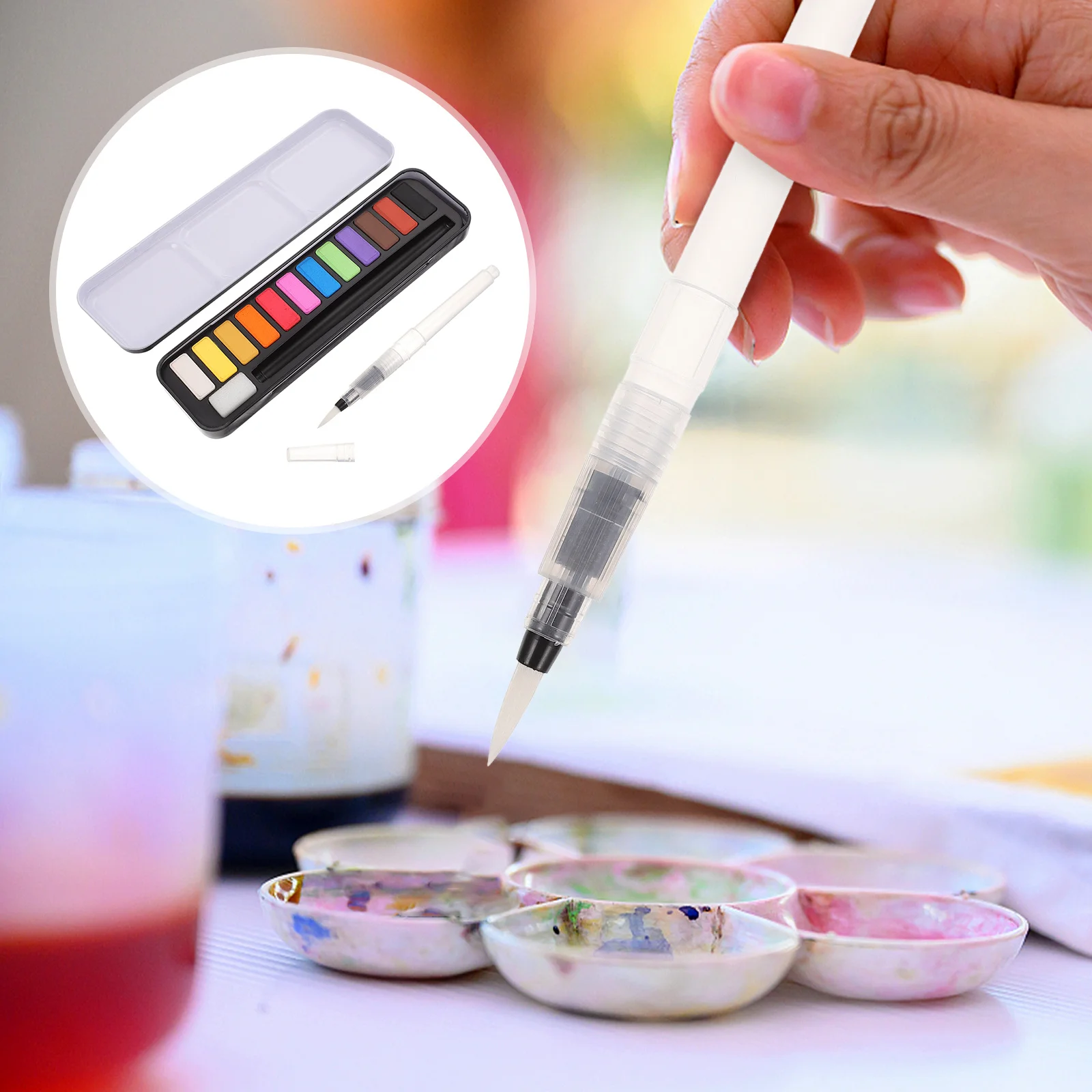 

1 set 1 Set Solid Watercolor Paint Set Premium Portable Sketch Kit For Artists Kids Travel Outdoor Painting Art Supplies