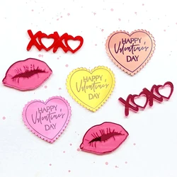 5pcs Love Red Lips Happy Valentine's Day Cake Toppers for Valentine's Day Wedding Party Cake Decoration