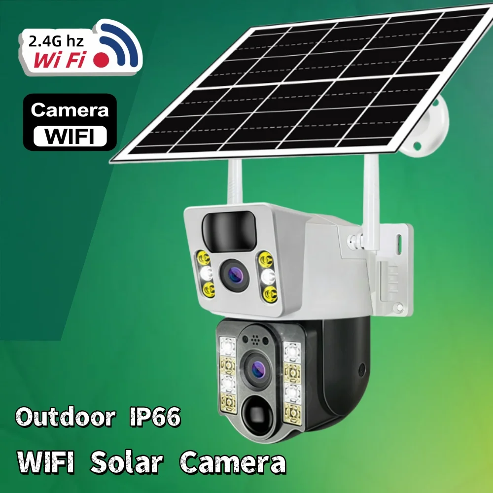 V380 Pro Security Solar Camera 4G Dual Lens Outdoor 8MP Low Power Battery IP Security Protection Camera PIR Night Vision CCTV