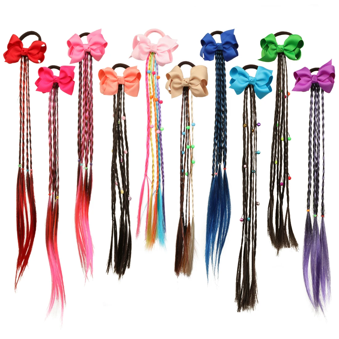 1PC Girls Hair Bows Colorful Wigs Bow Hair Ties Princess Hair Ornament Headbands Hair Bands Children Kids Hair Accessories