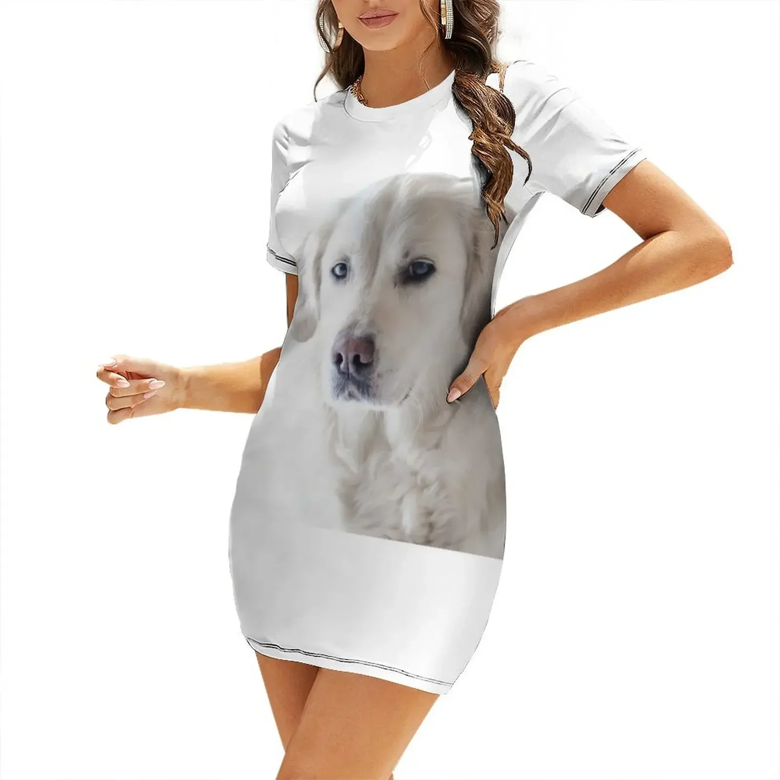 Golden Retriever Short-Sleeved Dress birthday dress Clothing dress for women for girls
