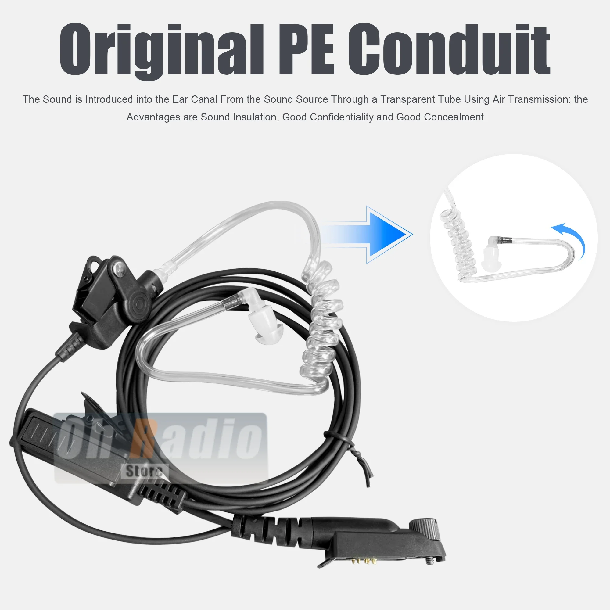 GP328 PlusアコースティックイヤホンRT-880無線機エアチューブヘッドセット（Iradio UV-98 Plus、Motorola GP344、GP388、EX500、DP660無線機対応）