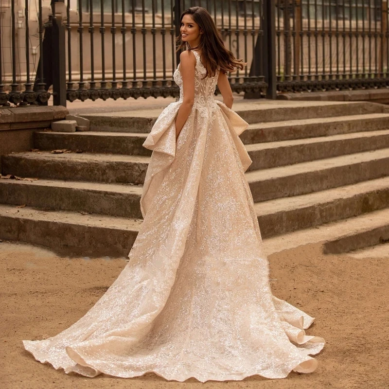 Splendidi abiti da sposa abiti da sposa reali Appliques di pizzo abiti a-line per abiti squisiti da festa formale 2024 Vestidos De Novia