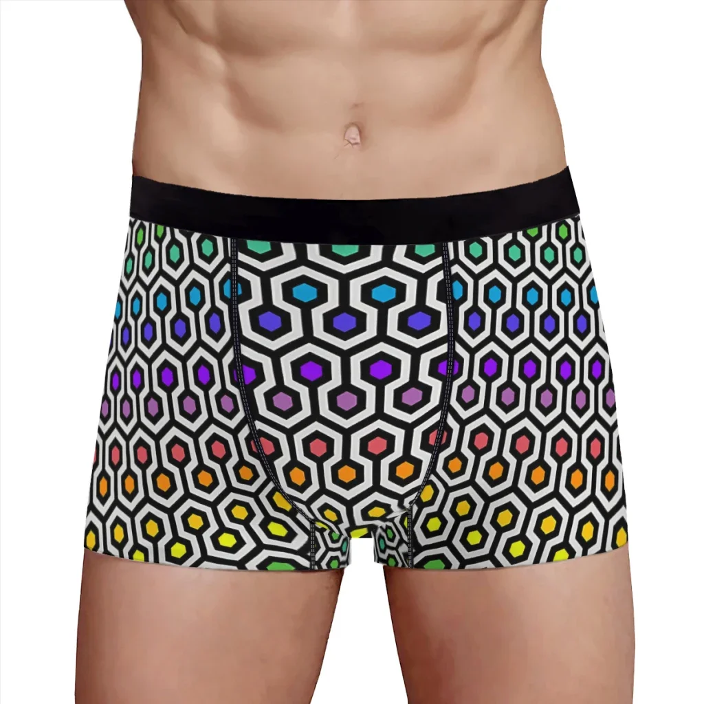 Looped Hexagons Rainbow Geometric Underpants Homme Panties Male Underwear Print Shorts Boxer Briefs