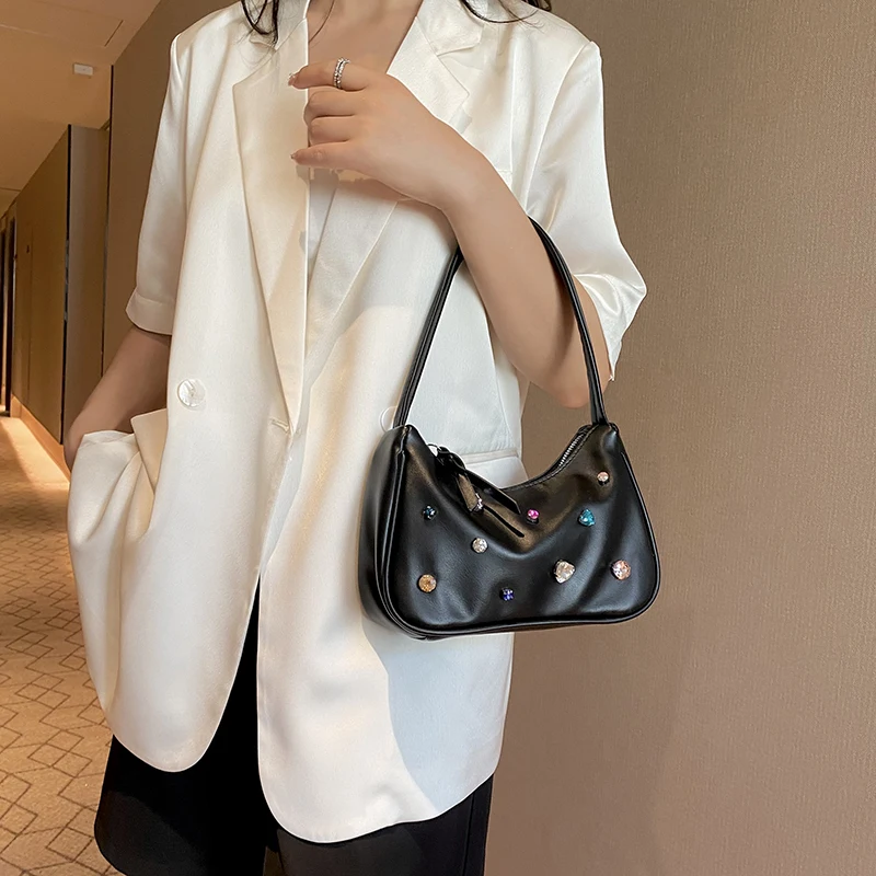 diamond handbags Luxury Shoulder bag Fashion shining Women Colored Crystal shiny crystal lady Hobos classic Underarm bag purse