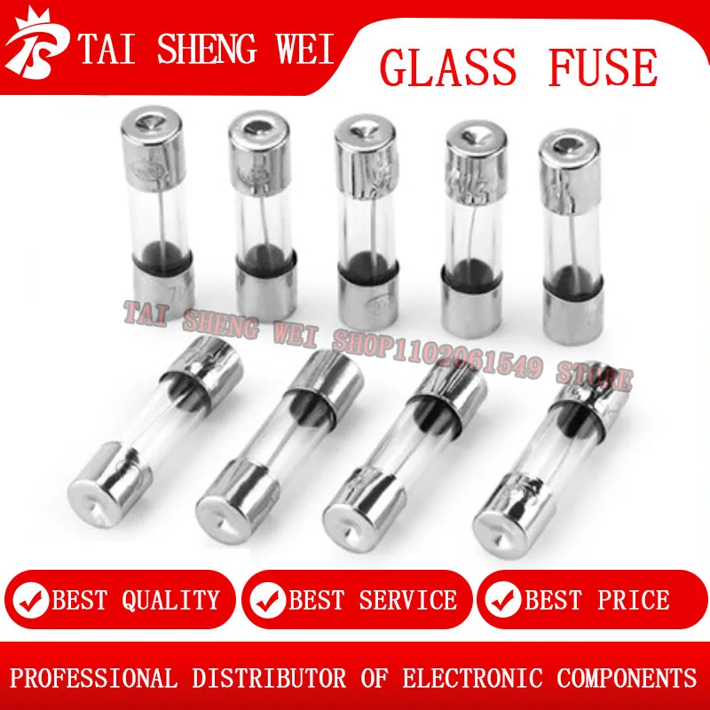 100pcs/1 box Glass Fuse 6X30mm 0.1A 0.2A 0.25A 0.5A 1A 1.5A 2A 3A 3.15A 250V Fast Blow Fuses Fusibles