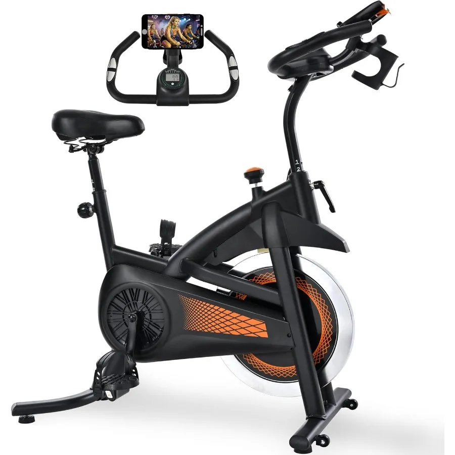Bicicleta de ciclismo de interior para gimnasio en casa, bicicleta giratoria con capacidad de peso de 300 libras, asiento/manillar ajustable en negro para oficina Ca