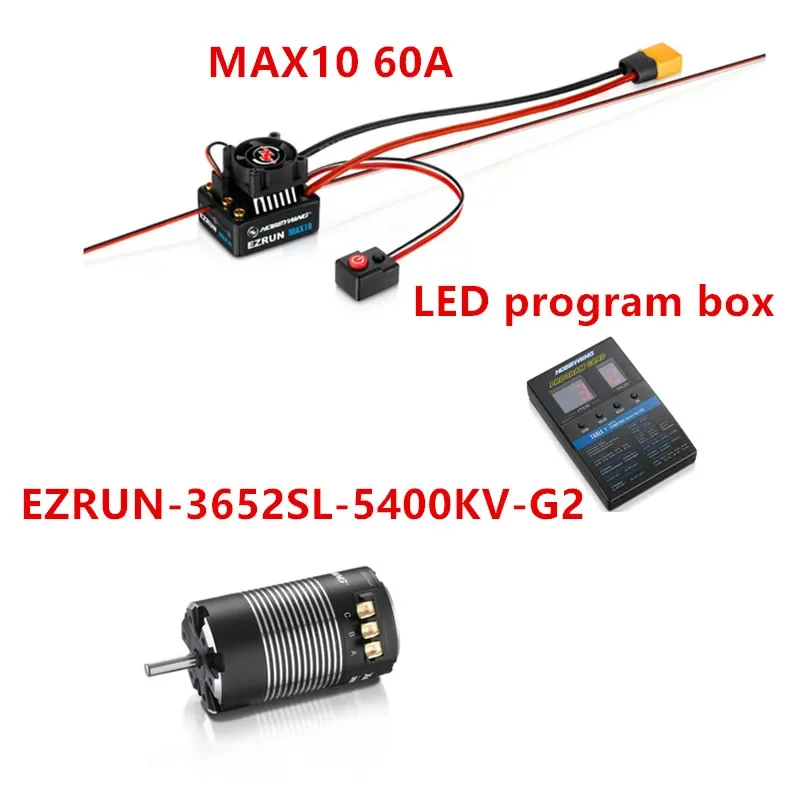 

Hobbywing EZRUN MAX10 80A Водонепроницаемый бесщеточный ESC с датчиком EzRun 3652SL G2 5400KV Комбинированный двигатель для 1/10 onroads/buggy/2WD RC CAR