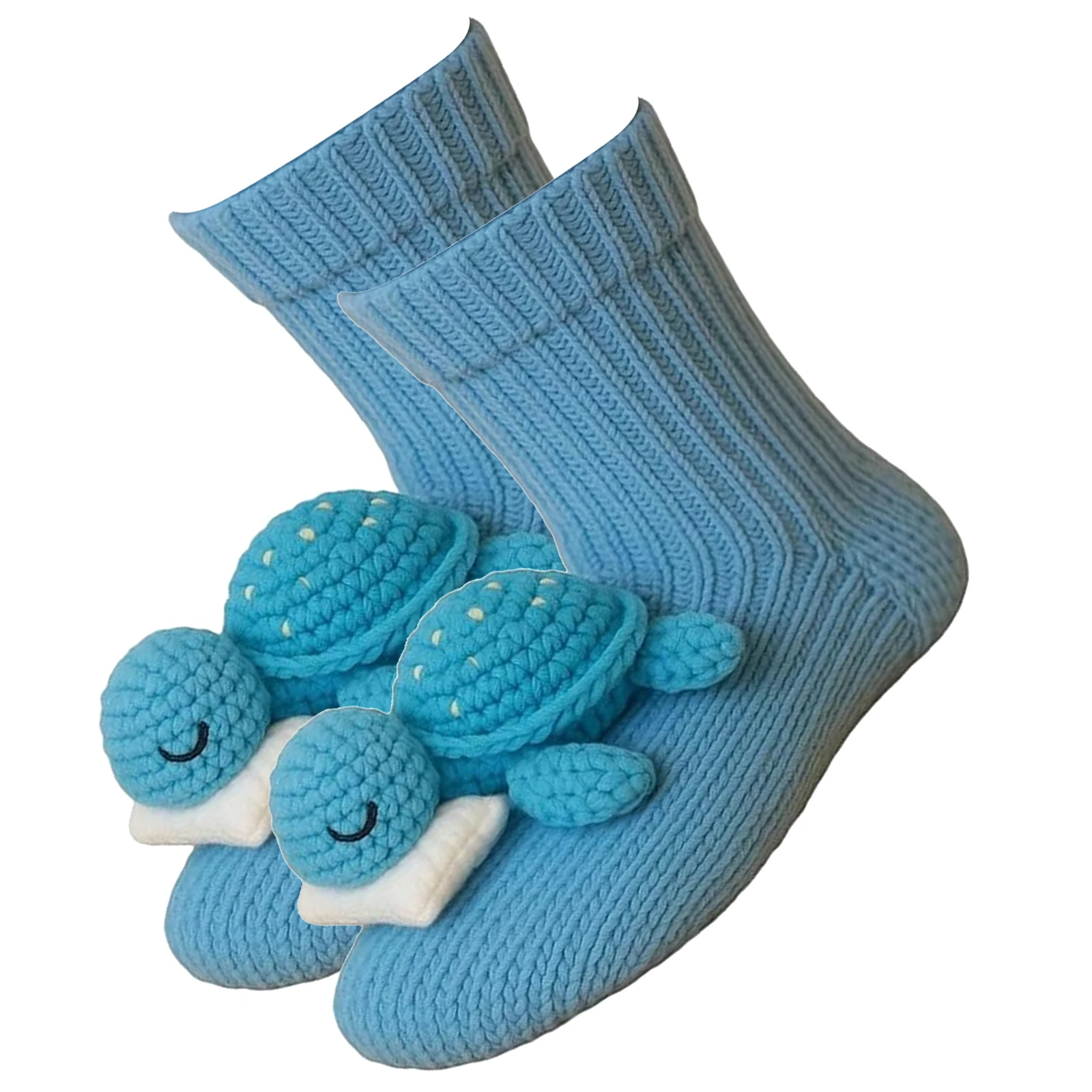 

﻿ 1 пара носков с вышивкой в виде черепахи и мультфильма, милые уютные нечеткие 3D вязаные милые женские носки, носки с животными для женщин, подростков, детей, дома