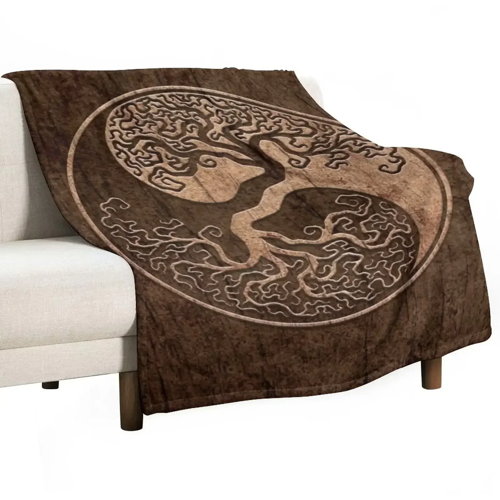 Rough Wood Grain Effect Tree of Life Yin Yang Throw Blanket Baby Large Blankets For Bed Comforter Hairy for sofa Blankets