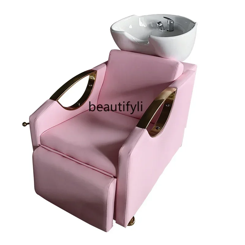 

xxqShampoo Chair Hair Saloon Dedicated Full Lying Bed Hairdressing Massage Flushing Bed Ceramic Basin